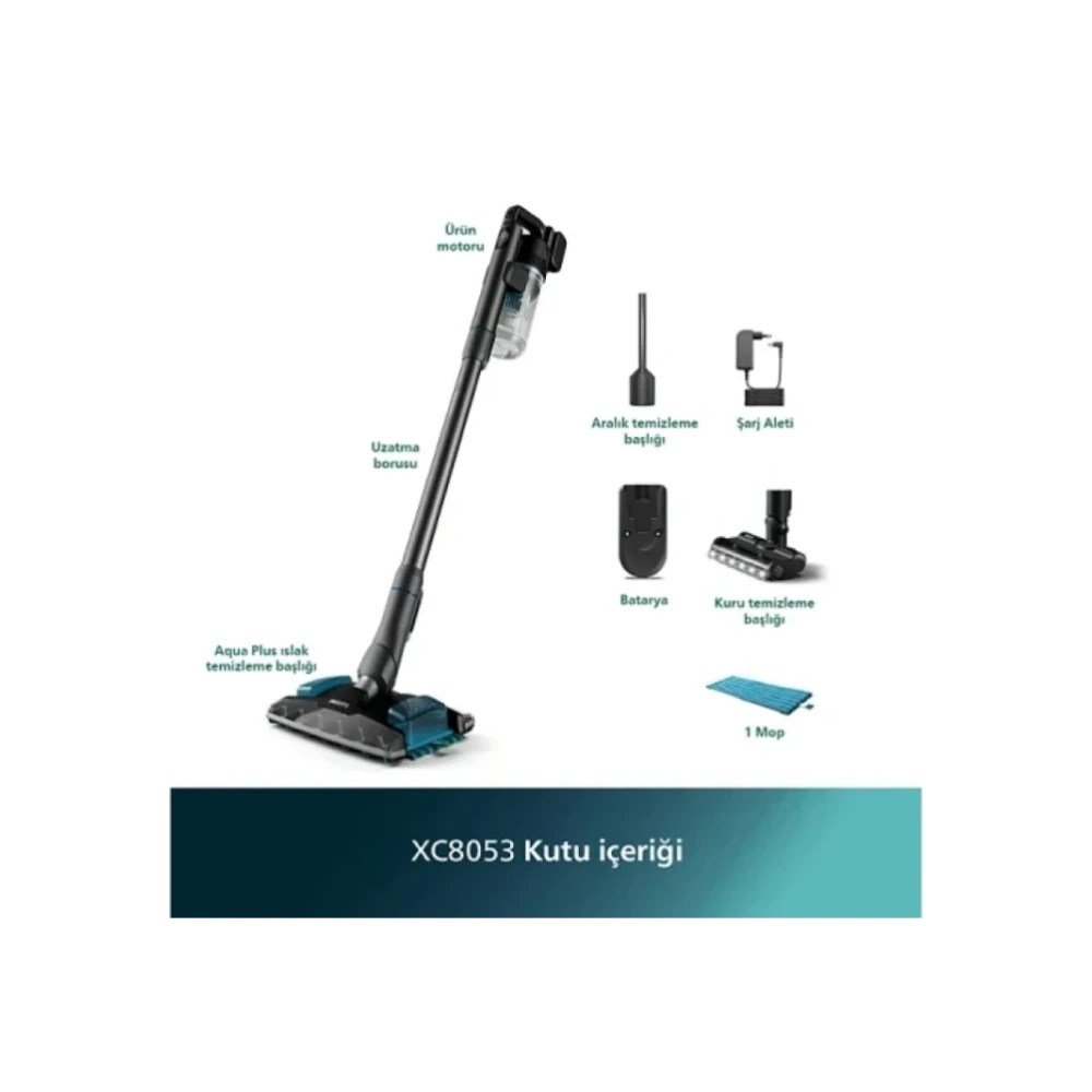 Philips 8000 Serisi Aqua Plus Kablosuz Elektrikli Süpürge XC8053/01